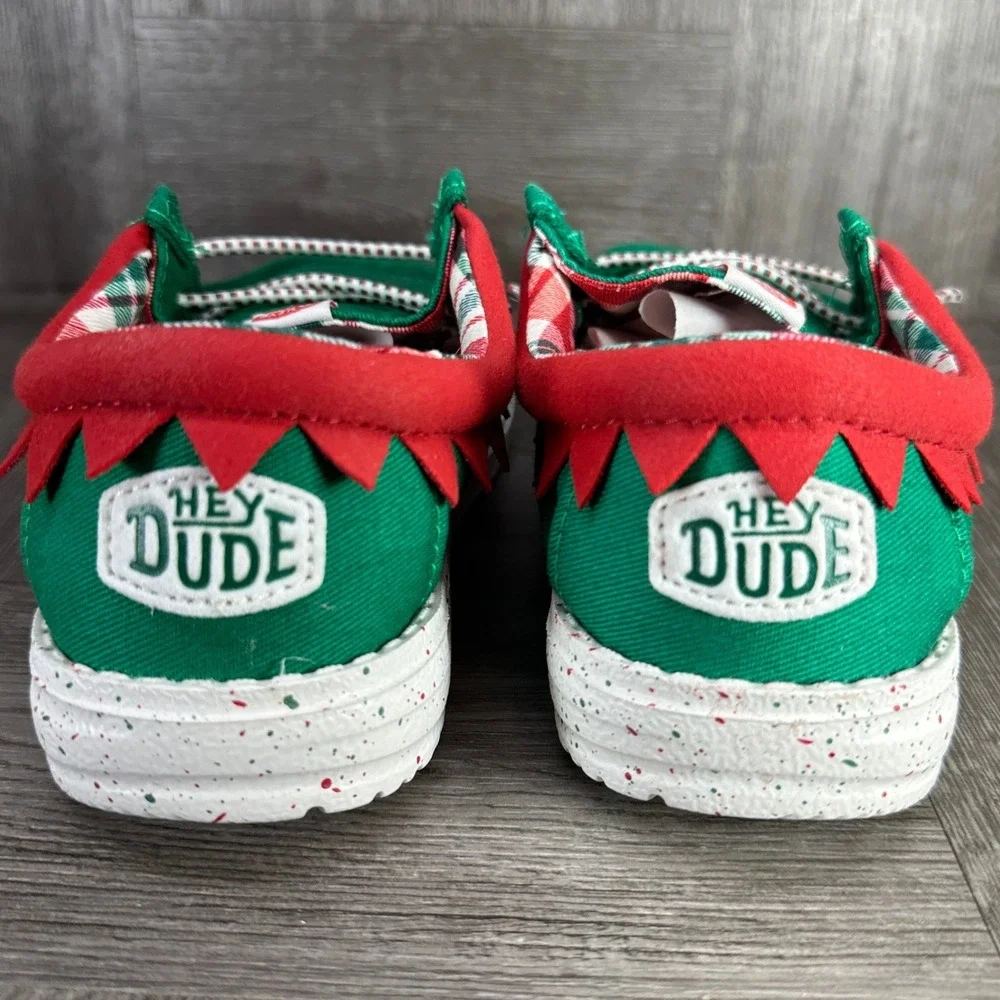 Hey Dude Wendy Elf Toddler Size 10 Green Red Christmas Holiday Slip On NEW